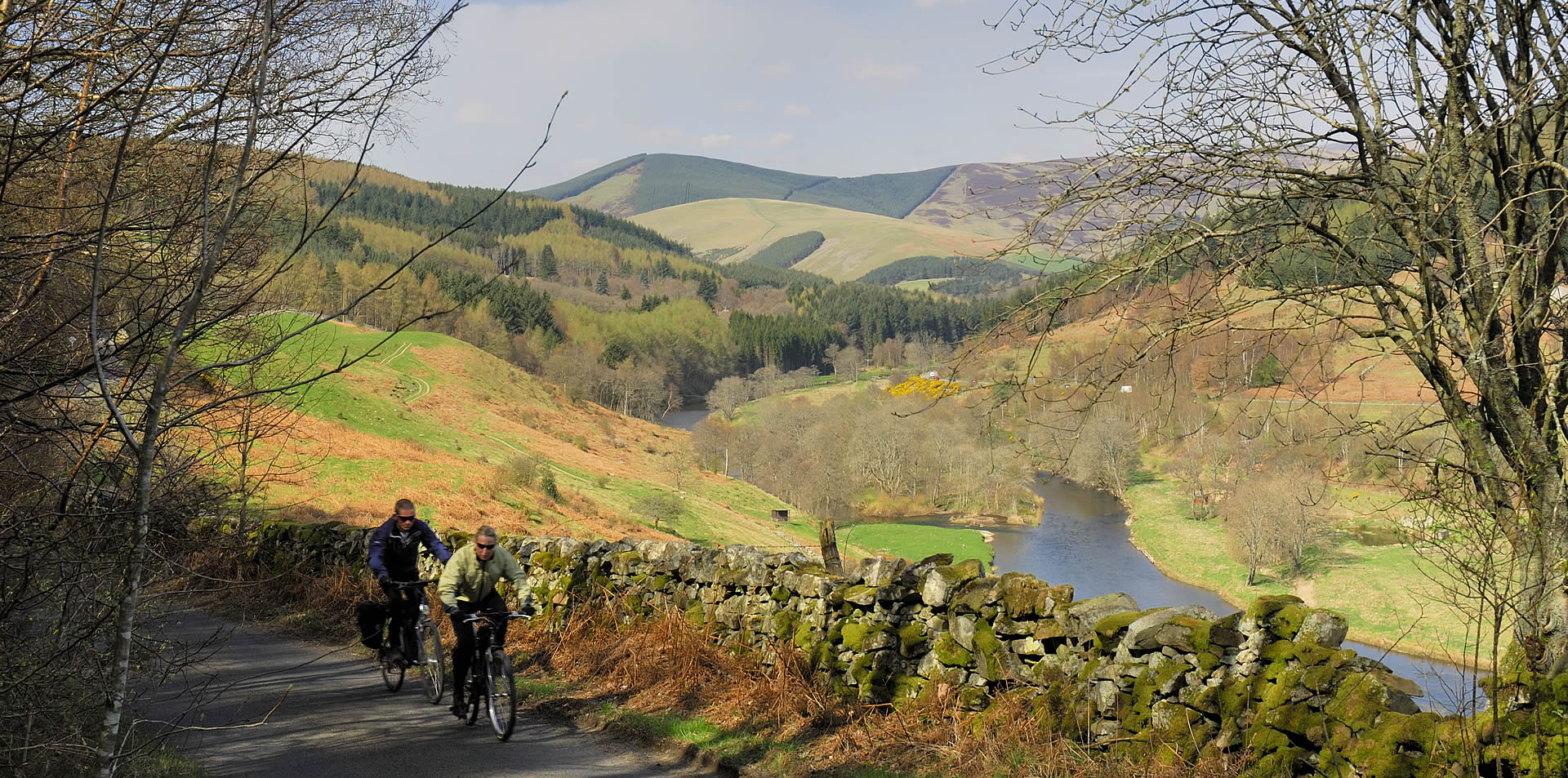 Cyclists in the Tweed Valley